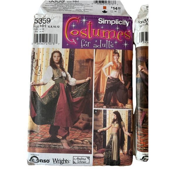 2 Simplicity Sewing Patterns Girls Moms Costumes Gypsy Aladdin Jasmine Parents - Picture 2 of 7